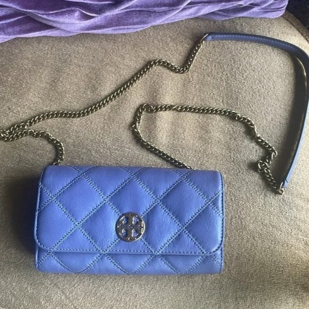 NWT Tory Burch Willa Chain Wallet Bag (Periwinkle AKA "Dark Lotus" Color)